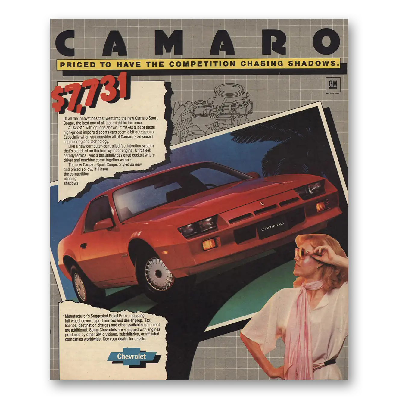 1982 Chevrolet Camaro Have the Competition Chasing Shadows Vintage Magazine Print Ad