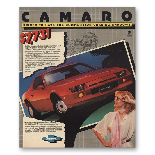 1982 Chevrolet Camaro Have the Competition Chasing Shadows Vintage Magazine Print Ad