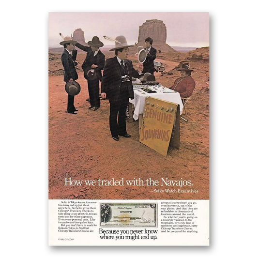 1982 Citicorp Travelers Checks How We Traded With the Navajos Vintage Magazine Print Ad