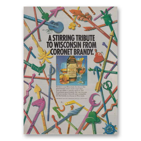 1982 Coronet Brandy Brandy Stirring Tribute to Wisconsin Vintage Magazine Print Ad