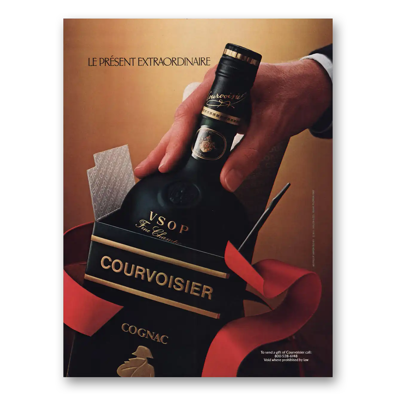 1982 Courvoisier Le Present Extraordinaire Vintage Magazine Print Ad