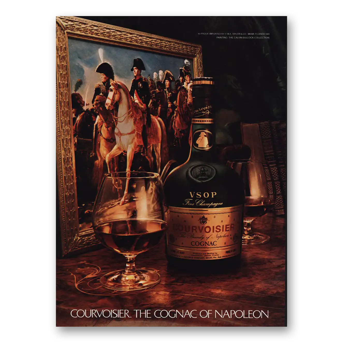 1982 Courvoisier Cognac of Napoleon Horse Vintage Magazine Print Ad