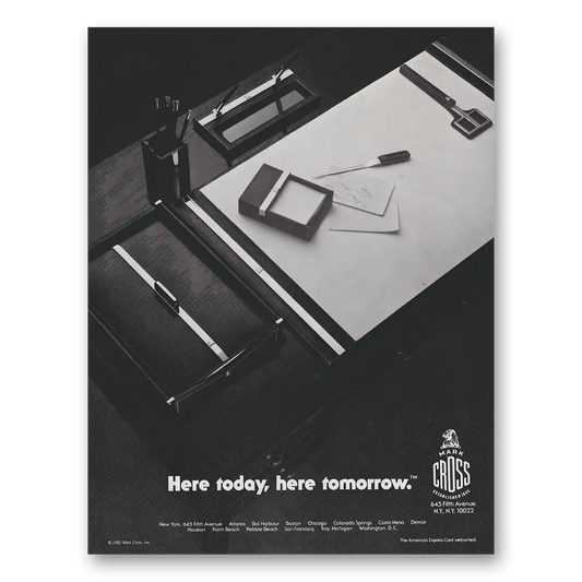 1982 Mark Cross Desk Sets Here Today Here Tomorrow Vintage Magazine Print Ad