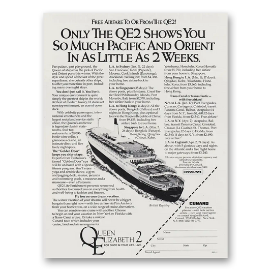 1982 Cunard Shows You So Much Pacific Vintage Magazine Print Ad