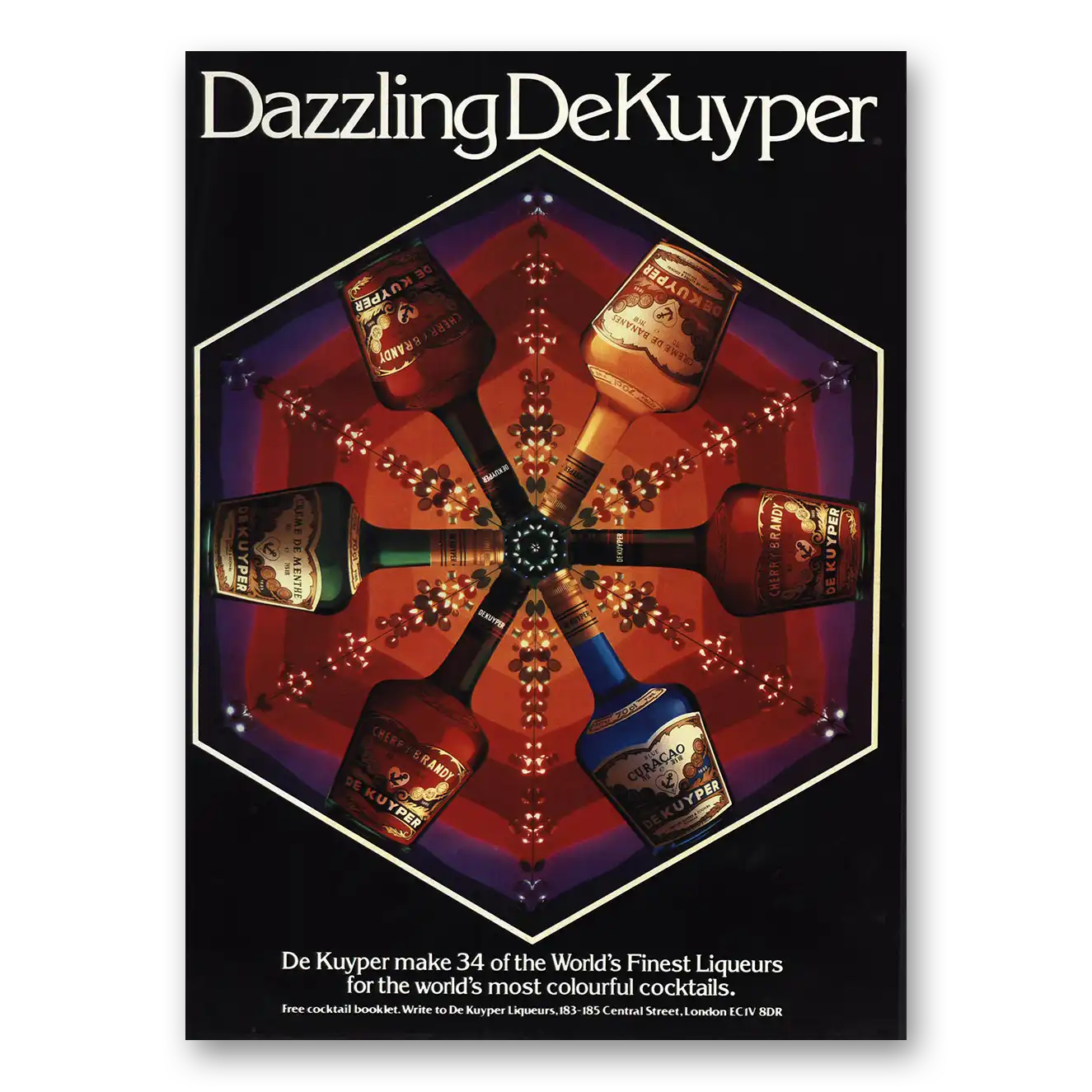 1982 DeKuyper Liqueurs Dazzling Vintage Magazine Print Ad