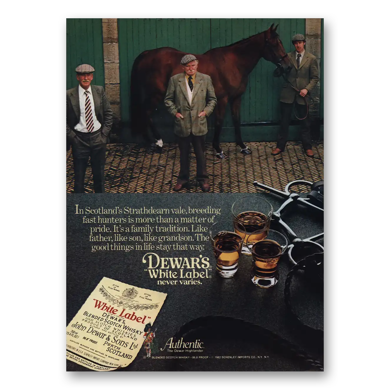 1982 Dewars White Label Strathdearn Vale Vintage Magazine Print Ad