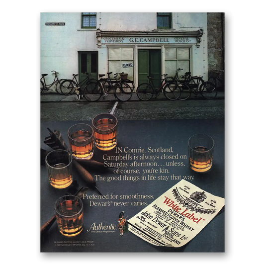 1982 Dewars White Label Comrie Scotland Campbells Vintage Magazine Print Ad