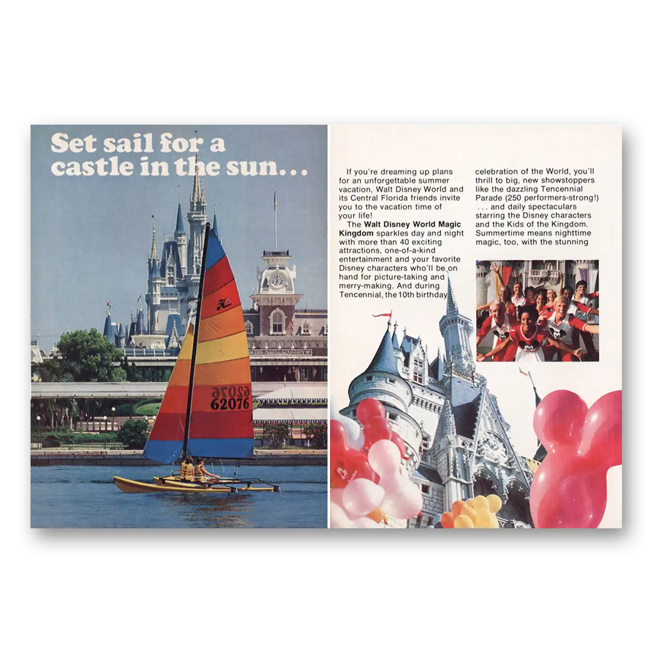 1982 Walt Disney World Castle In the Sun Vintage Magazine Print Ad