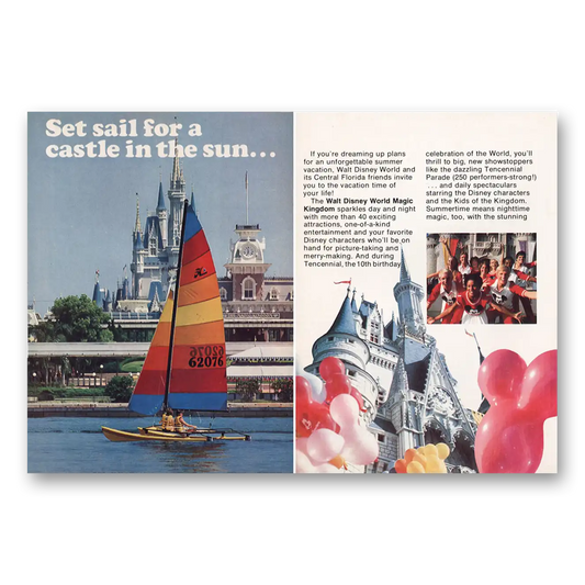 1982 Walt Disney World Castle In the Sun Vintage Magazine Print Ad