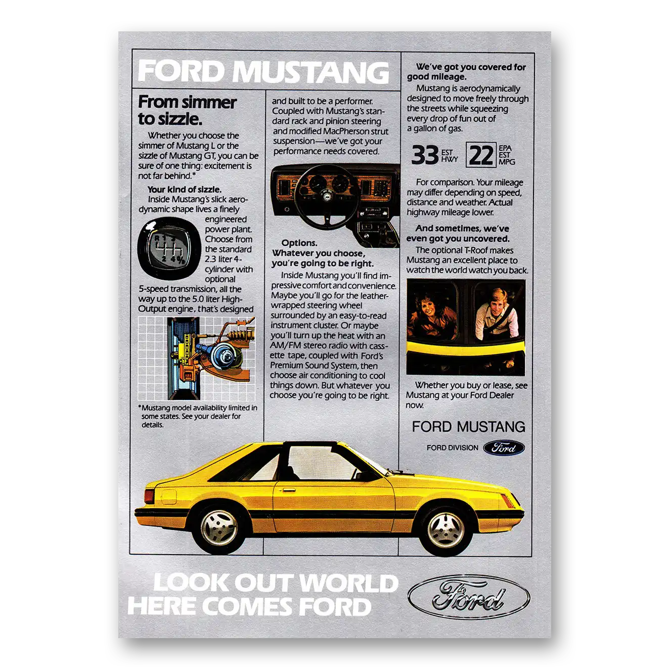 1982 Ford Mustang From Simmer to Sizzle Vintage Magazine Print Ad