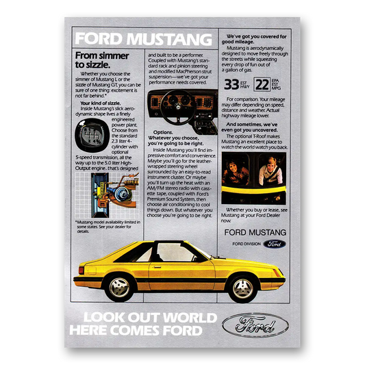 1982 Ford Mustang From Simmer to Sizzle Vintage Magazine Print Ad