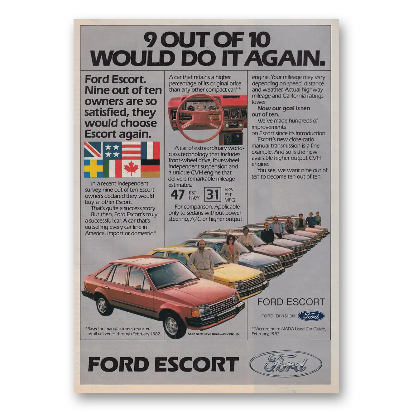 1981 Ford Escort Would Do It Again Vintage Magazine Print Ad