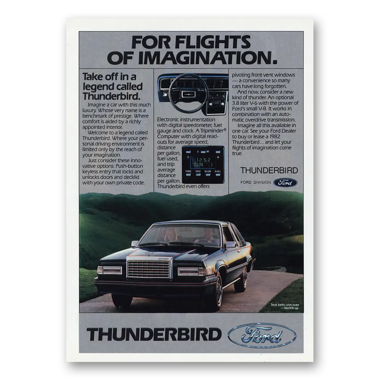 1982 Ford Thunderbird Flights of Imagination Vintage Magazine Print Ad