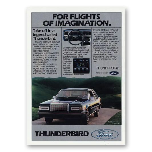 1982 Ford Thunderbird Flights of Imagination Vintage Magazine Print Ad