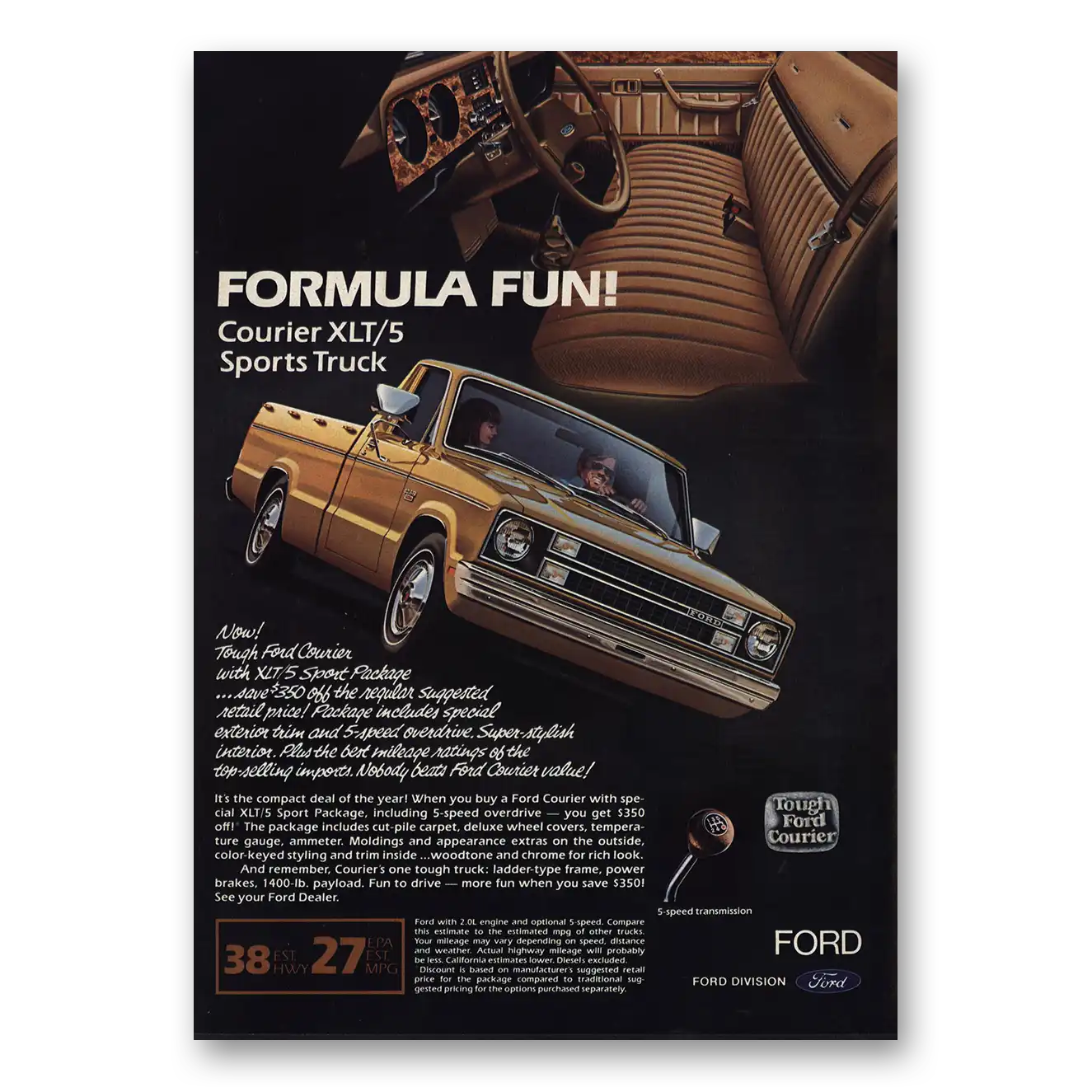 1982 Ford Courier Sports Truck Formula Fun Vintage Magazine Print Ad