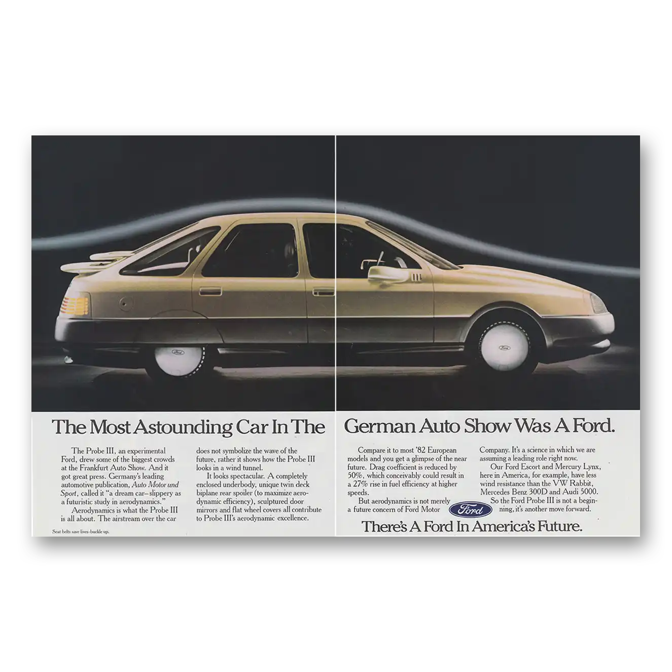 1982 Ford Probe Most Astounding Car in the German Auto Show Vintage Magazine Print Ad