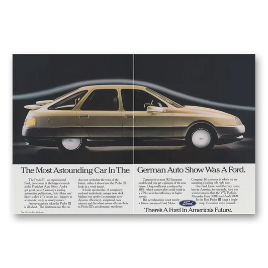 1982 Ford Probe Most Astounding Car in the German Auto Show Vintage Magazine Print Ad