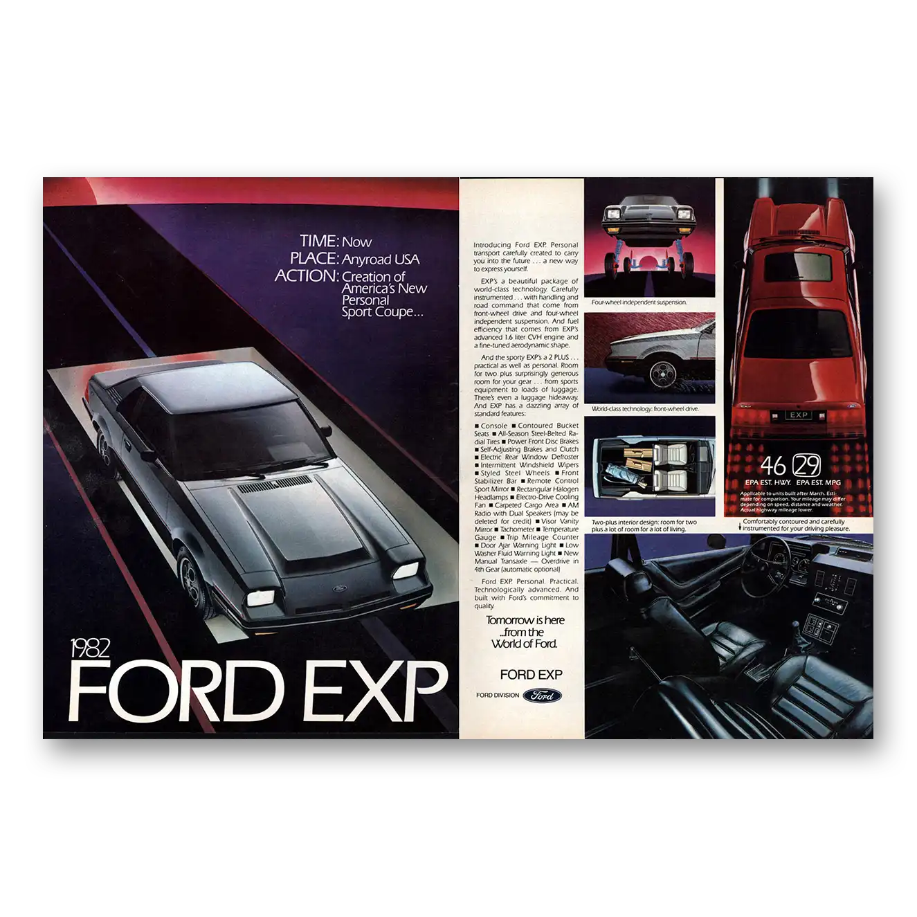 1981 Ford EXP EXP Personal Sport Coupe Vintage Magazine Print Ad