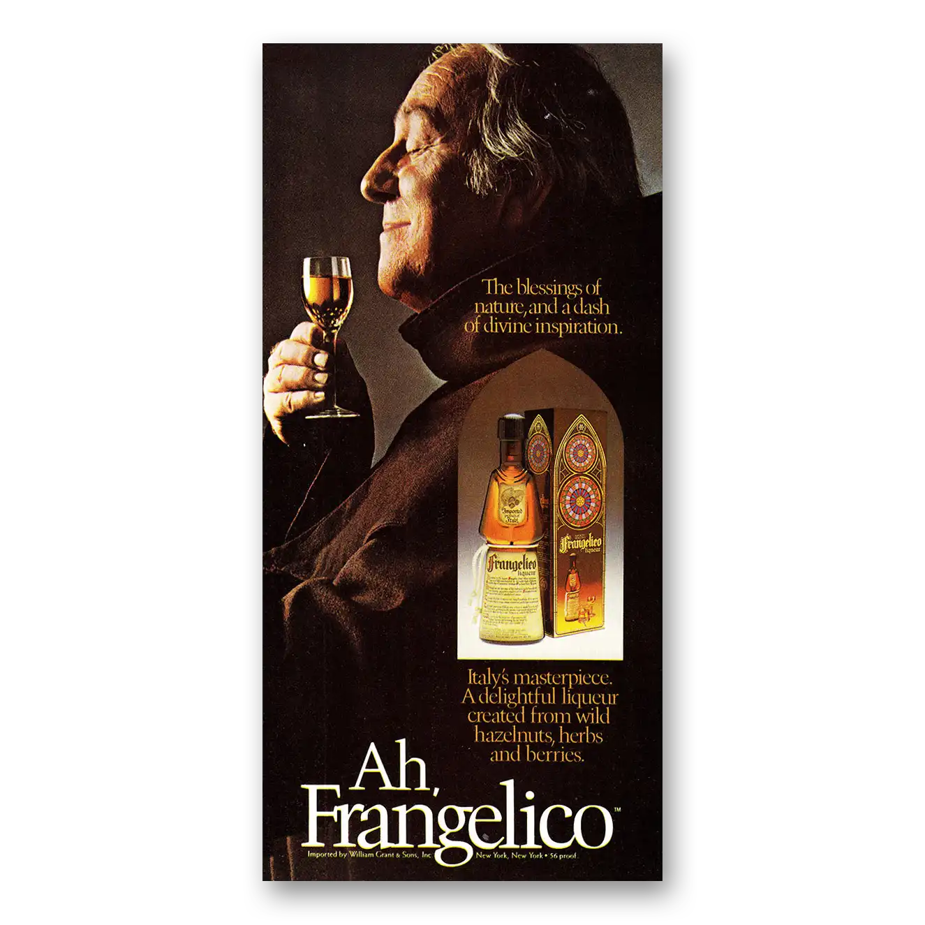 1982 Frangelico Blessings of Nature and a Dash of Divine Inspiration Vintage Magazine Print Ad