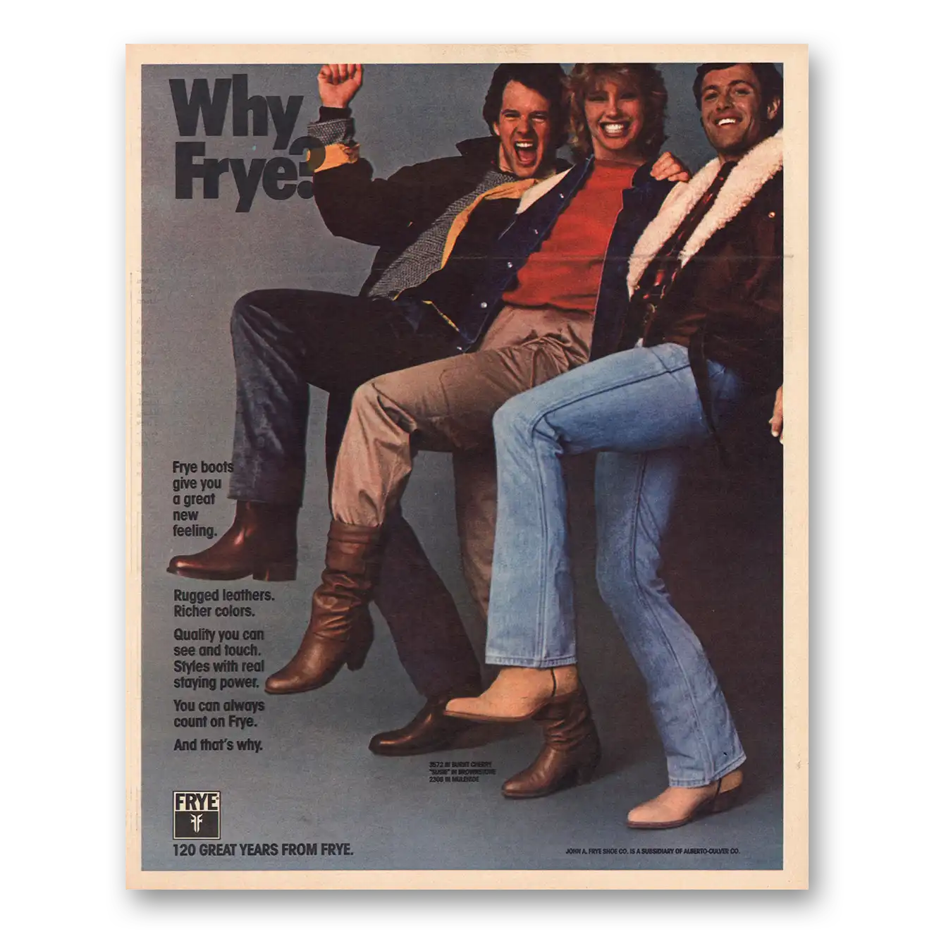 1982 Frye Boots Great New Feeling Vintage Magazine Print Ad