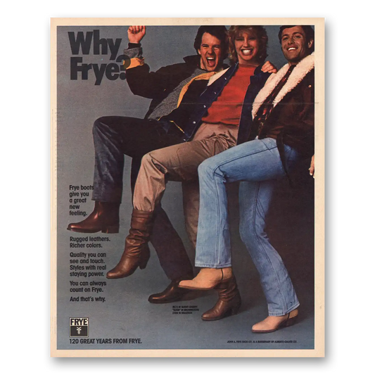 1982 Frye Boots Great New Feeling Vintage Magazine Print Ad