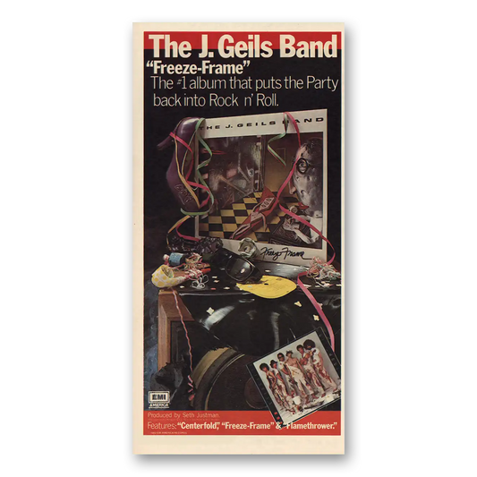 1982 J Geils Band Promo Freeze Frame Vintage Magazine Print Ad