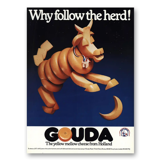 1982 Dutch Dairy Bureau Why Follow the Herd Gouda Vintage Magazine Print Ad