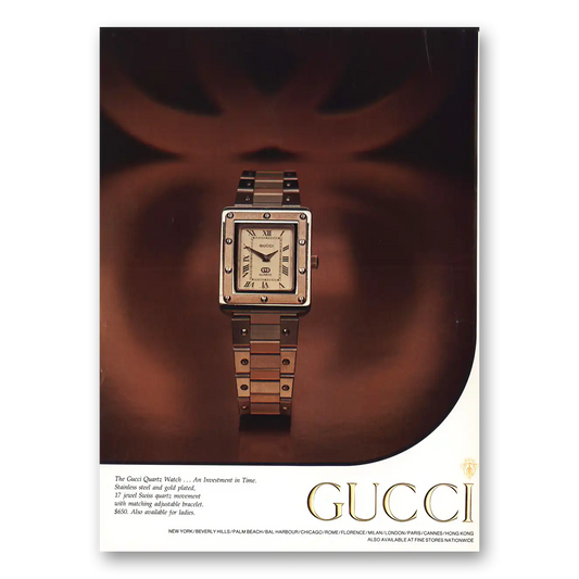 1982 Gucci Watches Quartz Watch Investment In Time Vintage Magazine Print Ad