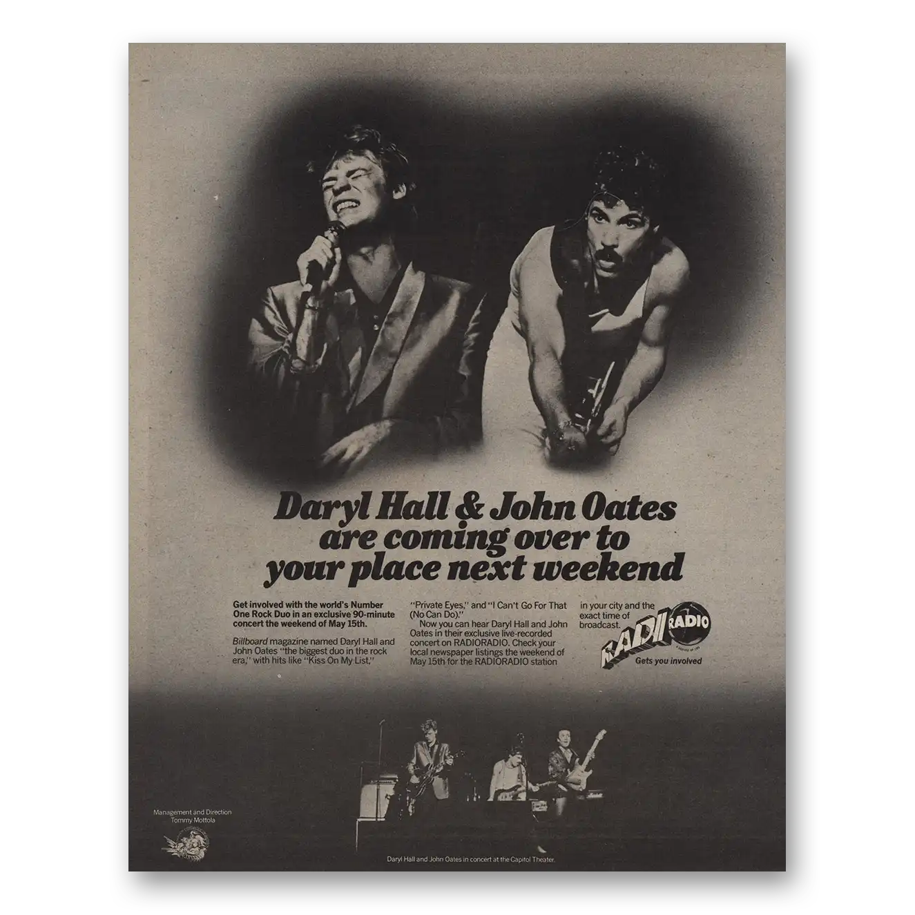 1982 Daryl Hall and John Oates Promo Coming Over To Your Place Vintage Magazine Print Ad