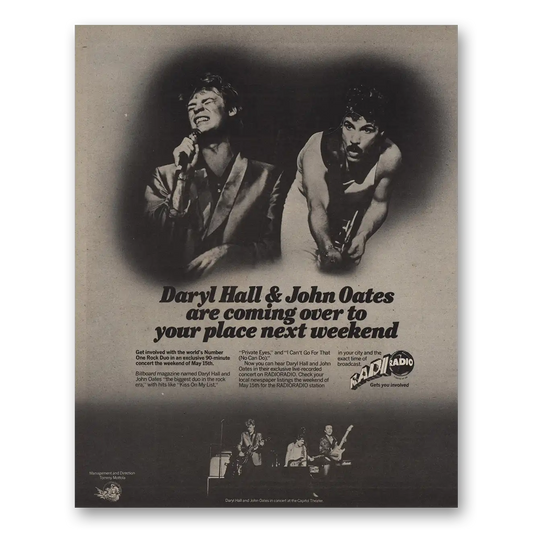 1982 Daryl Hall and John Oates Promo Coming Over To Your Place Vintage Magazine Print Ad