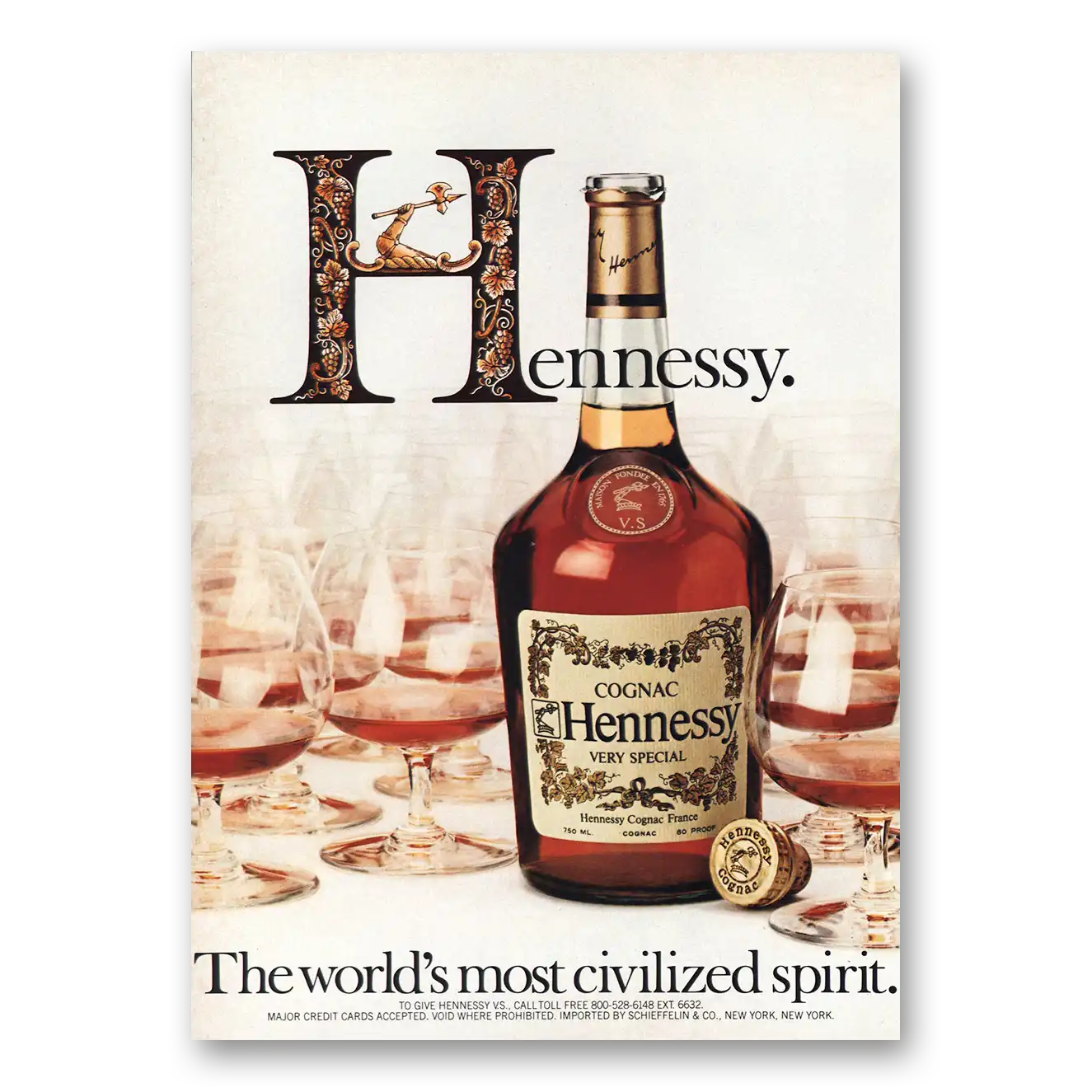 1982 Hennessy Cognac Most Civilized Spirit Vintage Magazine Print Ad