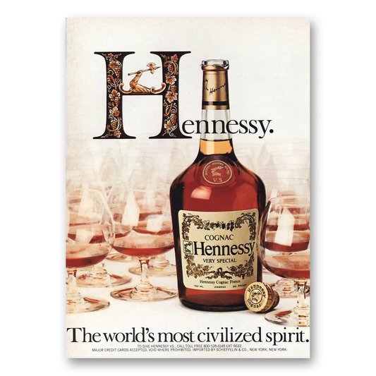 1982 Hennessy Cognac Most Civilized Spirit Vintage Magazine Print Ad