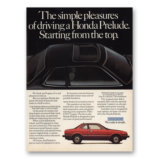 1981 Honda Prelude Starting From the Top Vintage Magazine Print Ad