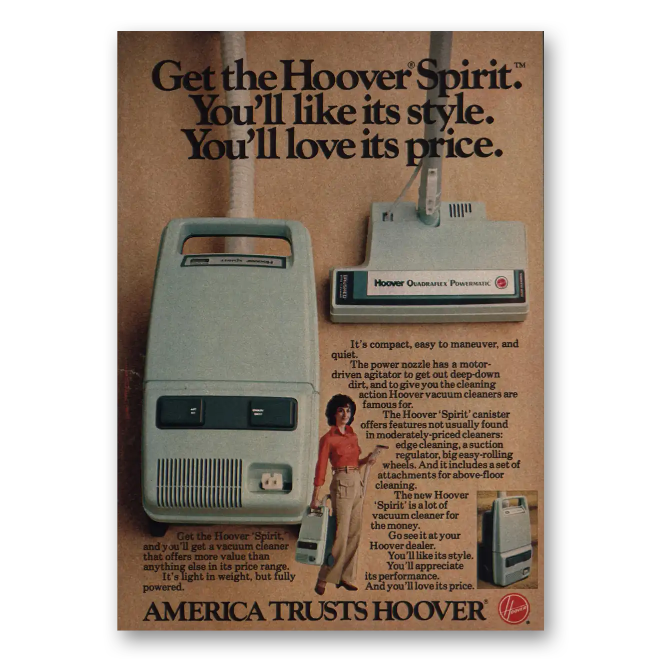 1982 Hoover Vacuum Spirit Vacuum Like Its Style Vintage Magazine Print Ad