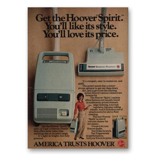 1982 Hoover Vacuum Spirit Vacuum Like Its Style Vintage Magazine Print Ad