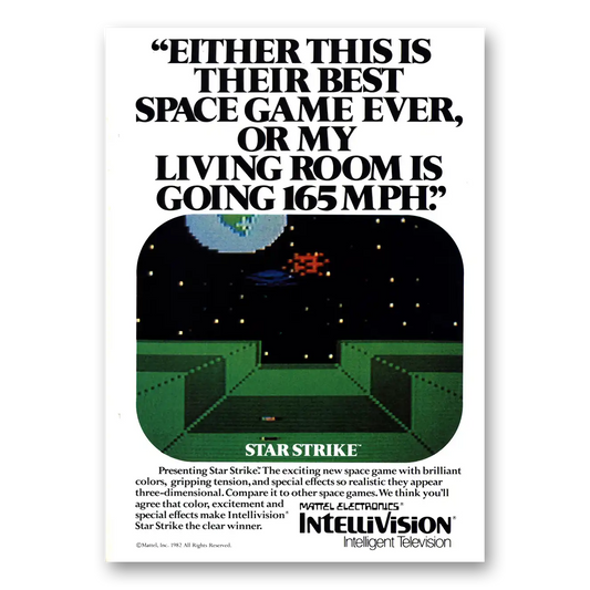 1982 Intellivision Best Space Game Ever Star Strike Vintage Magazine Print Ad