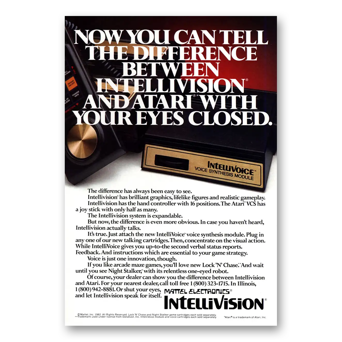 1982 Intellivision Tell the Difference Intellivision Atari Vintage Magazine Print Ad