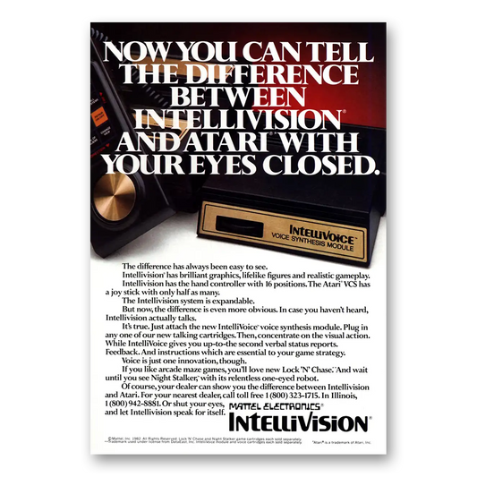 1982 Intellivision Tell the Difference Intellivision Atari Vintage Magazine Print Ad