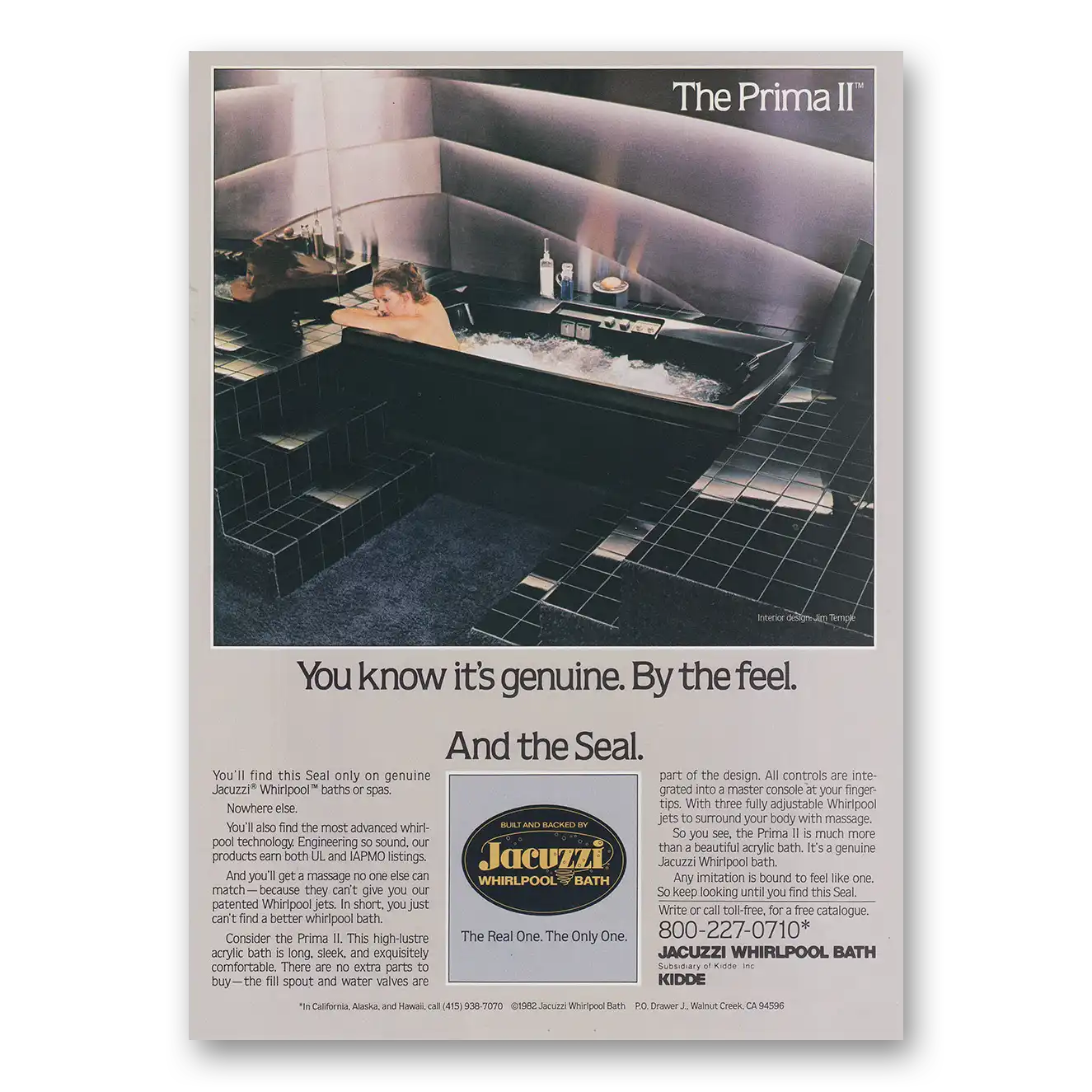 1982 Jacuzzi Prima II You Know Its Genuine Vintage Magazine Print Ad