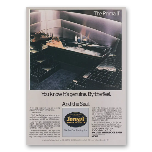 1982 Jacuzzi Prima II You Know Its Genuine Vintage Magazine Print Ad