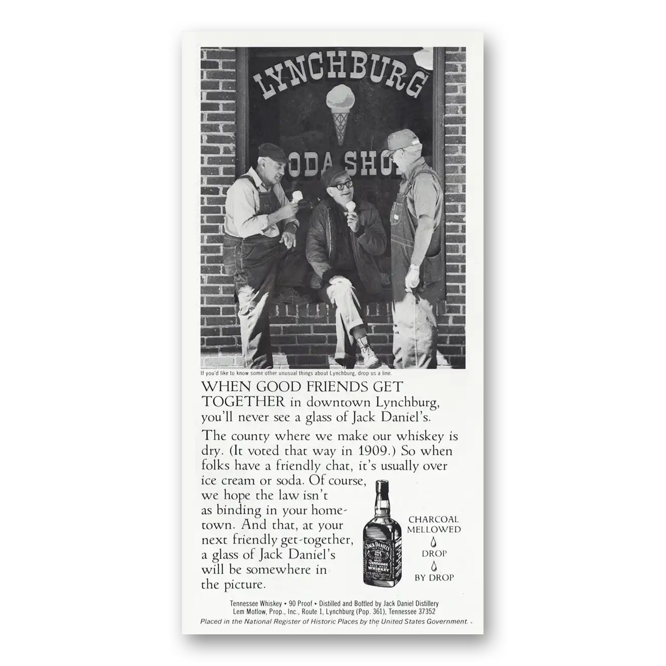 1982 Jack Daniels Lynchburg Soda Shop Vintage Magazine Print Ad