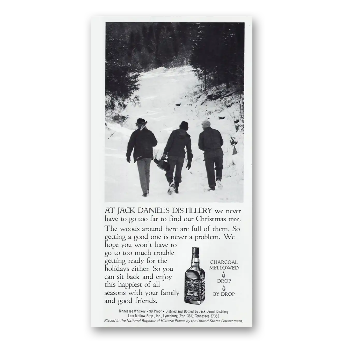 1982 Jack Daniels Never Have to Go Far Christmas Tree Vintage Magazine Print Ad