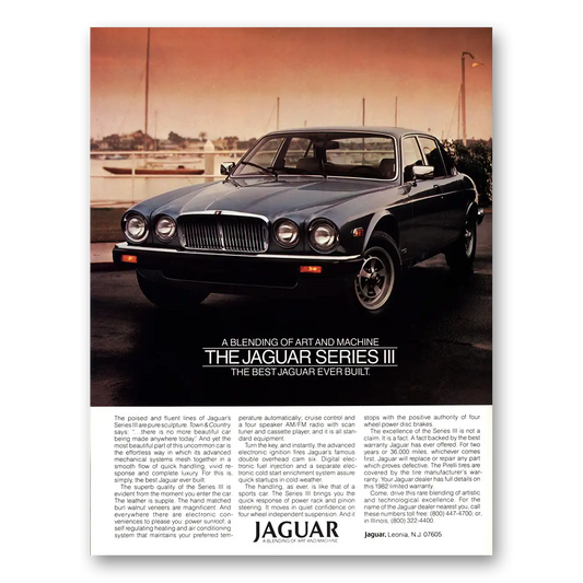 1982 Jaguar Series III Series III Blending of Art and Machine Vintage Magazine Print Ad