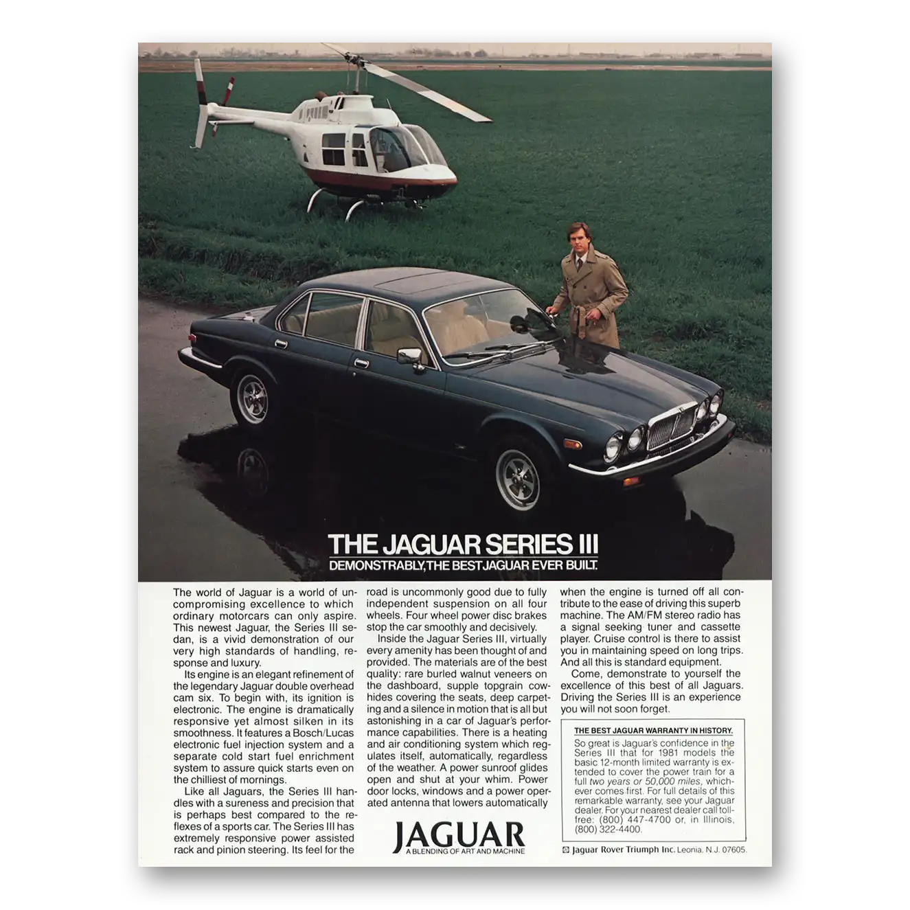 1981 Jaguar Series III Demonstrably The Best Helicopter Vintage Magazine Print Ad