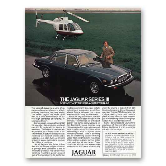 1981 Jaguar Series III Demonstrably The Best Helicopter Vintage Magazine Print Ad