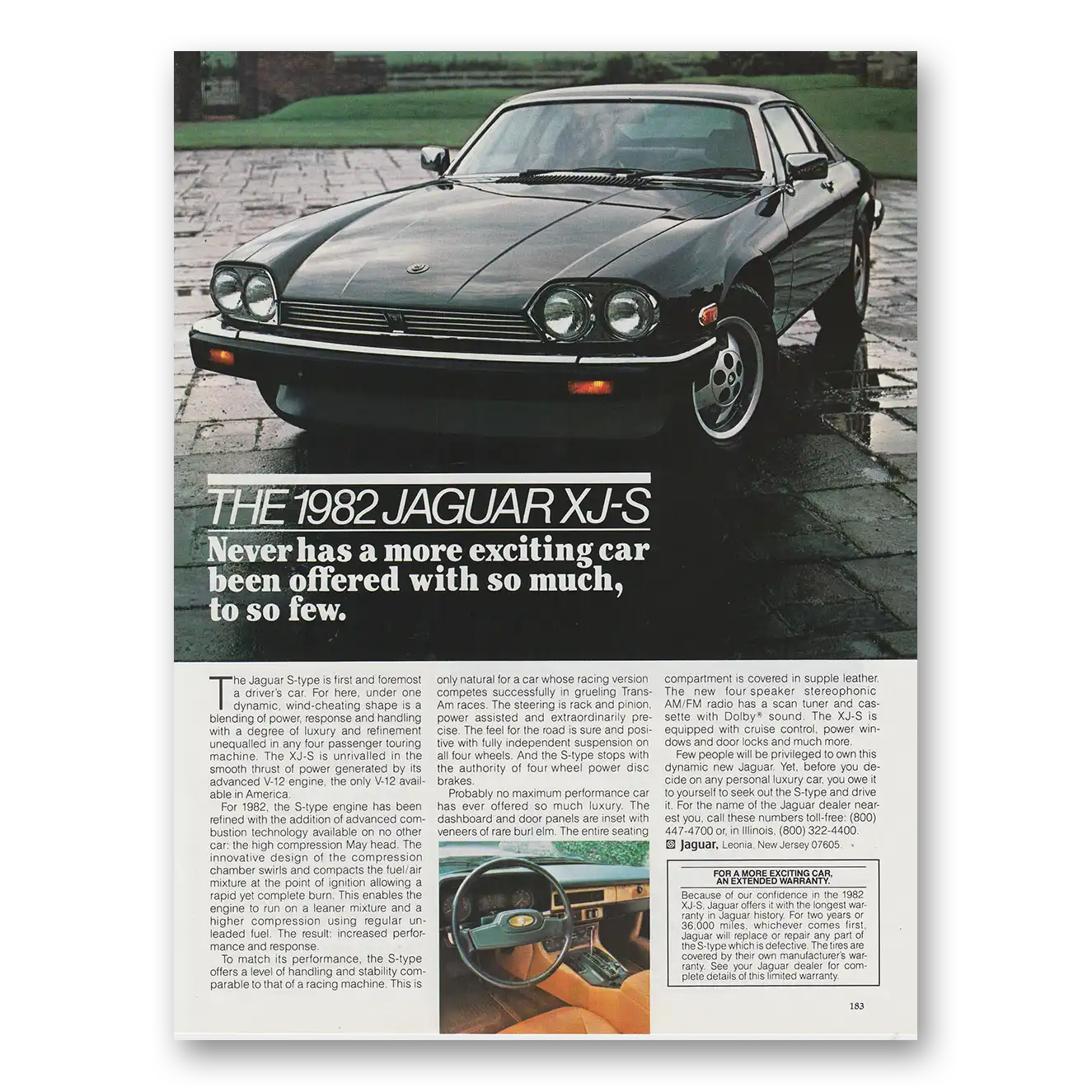 1982 Jaguar XJS Never Has a More Exciting Car Vintage Magazine Print Ad