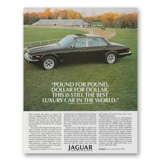 1982 Jaguar Series III Pound for Pound Dollar for Dollar Vintage Magazine Print Ad