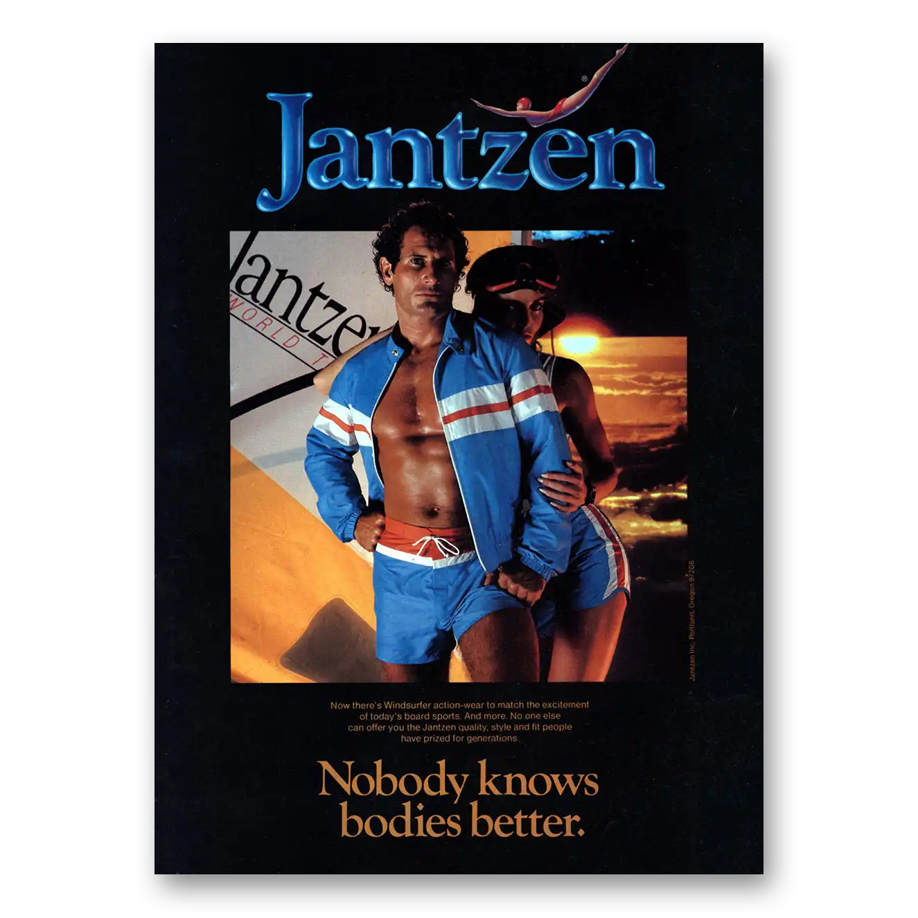 1982 Jantzen Nobody Knows Bodies Better Vintage Magazine Print Ad