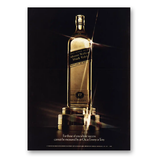 1982 Johnnie Walker Black Label Oscar Emmy or Tony Vintage Magazine Print Ad