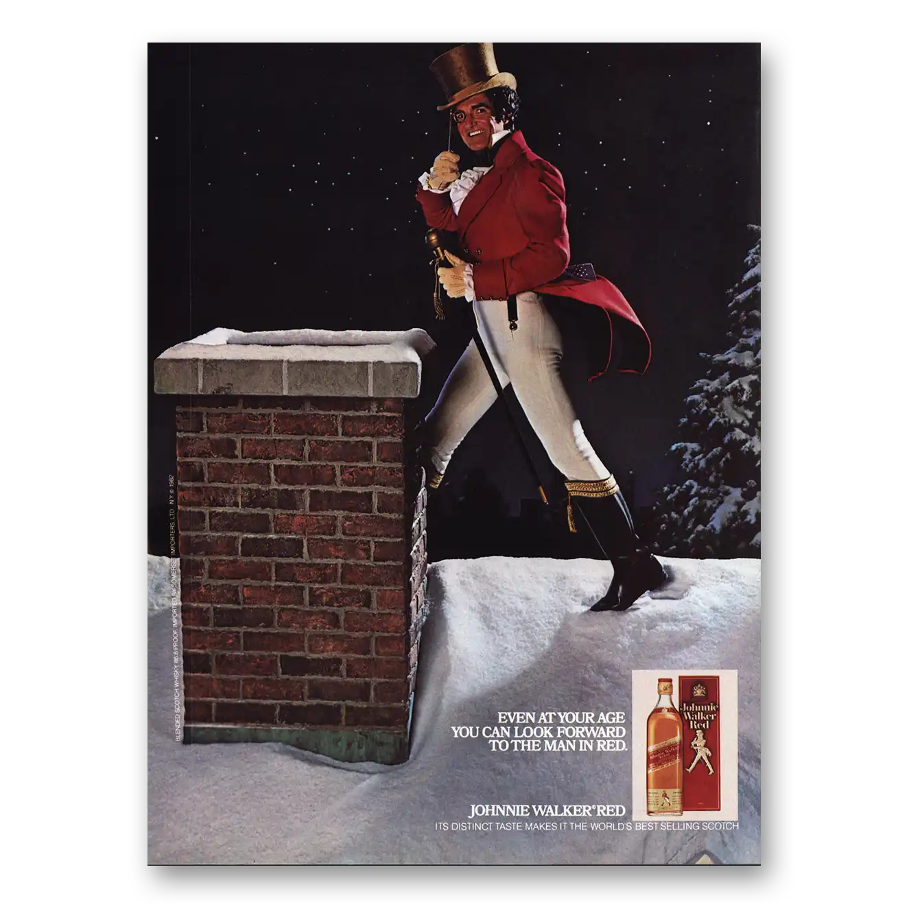 1982 Johnnie Walker Red Label Look Forward to the Man In Red Vintage Magazine Print Ad